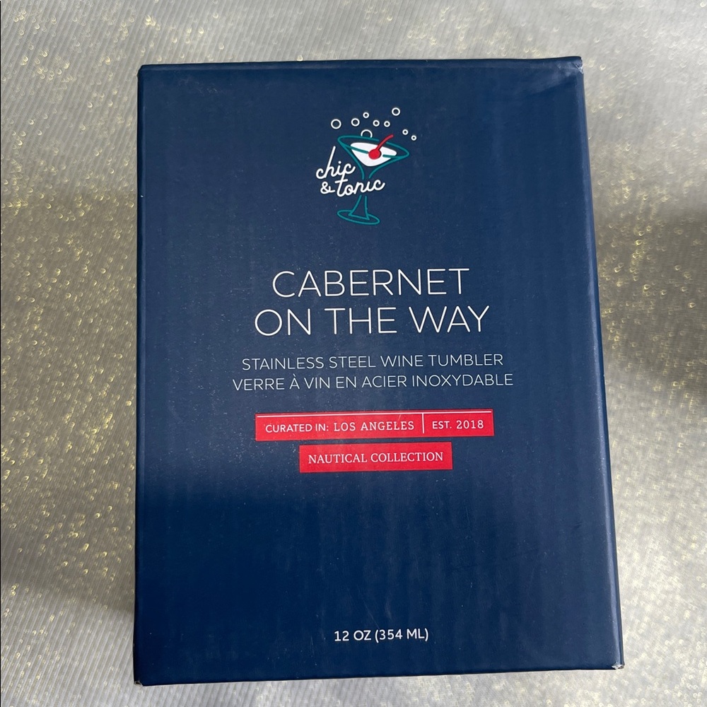 Chic & Tonic NIB Cabernet On The Way Stainless Wine Tumbler Anchor Nautical Navy - Picture 6 of 8